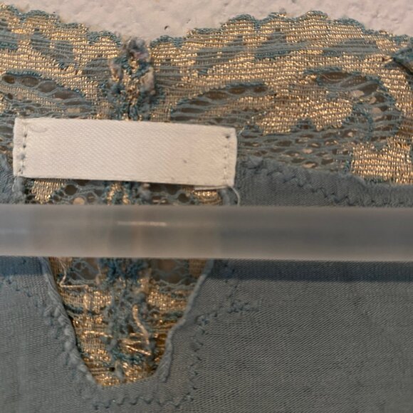 Green Lace Trim Top Size Small Y2K Maternity Boho Coastal Style - Picture 6 of 6